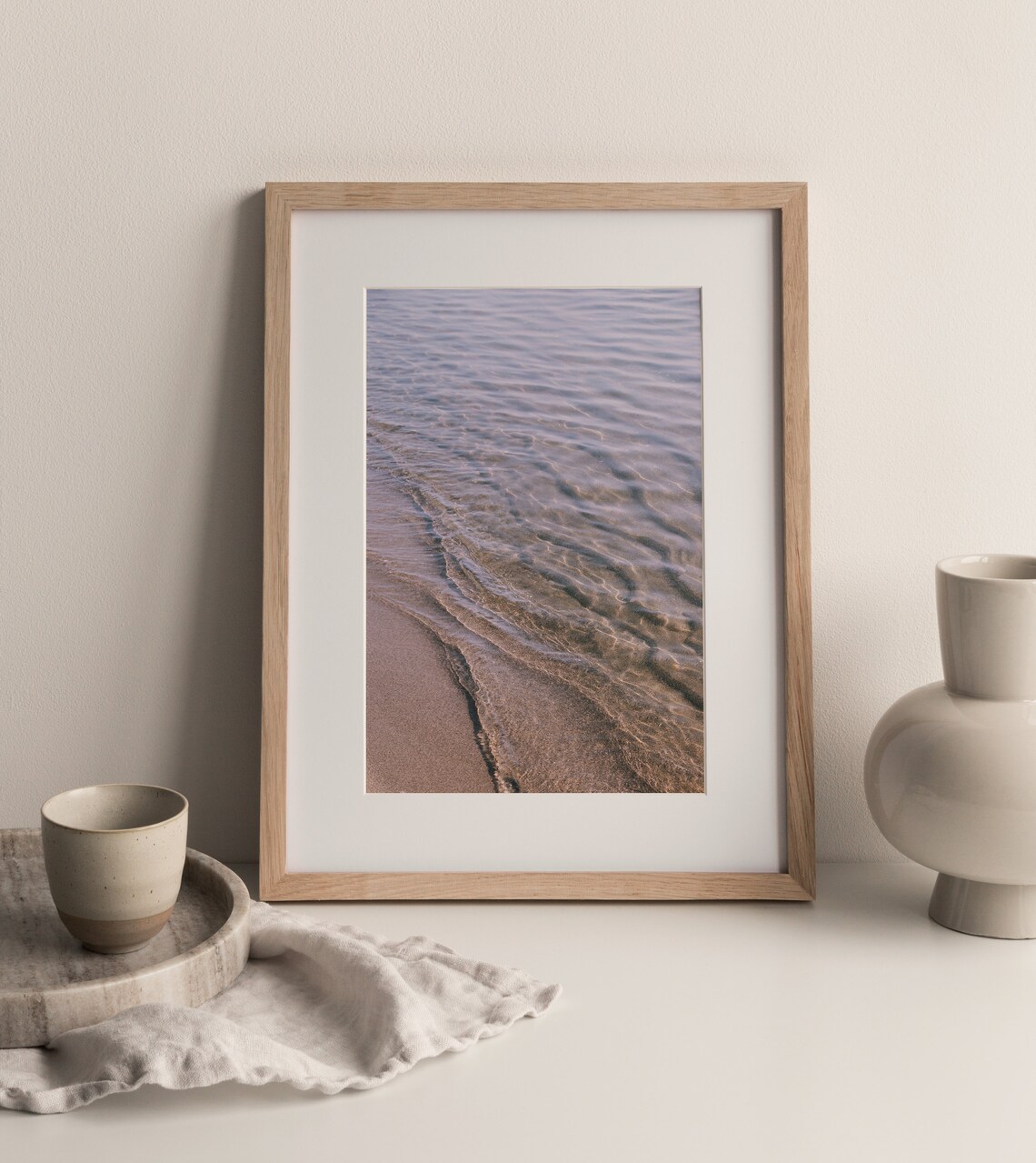Gentle Ocean Ripples Pastel Sand Shoreline Minimal Travel Poster - Image 2