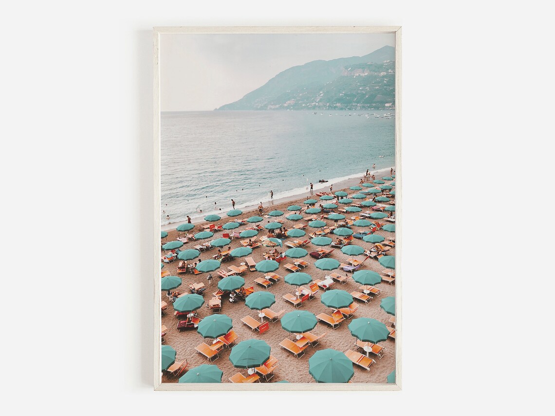 Summer Beach Aerial View, Italian Beach Travel Poster