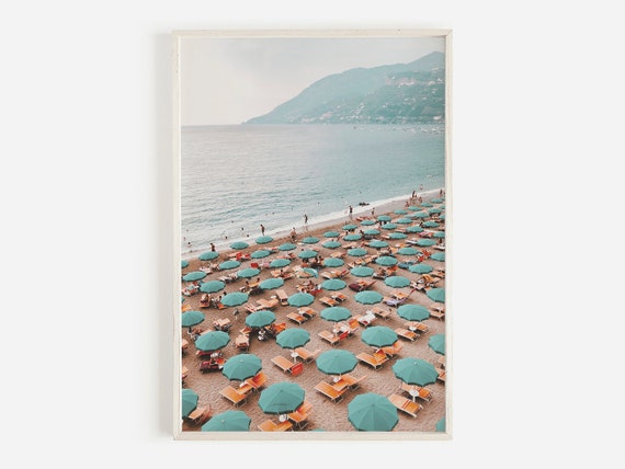 Summer Beach Aerial View, Italian Beach Travel Poster