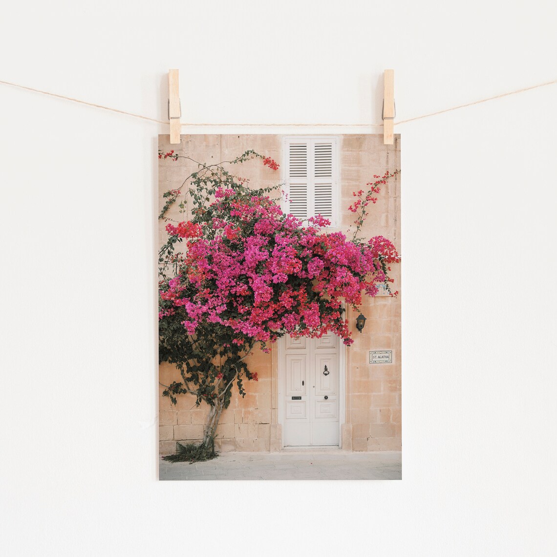 Bougainvillea Print, Greek Architecture Art Print - Image 2