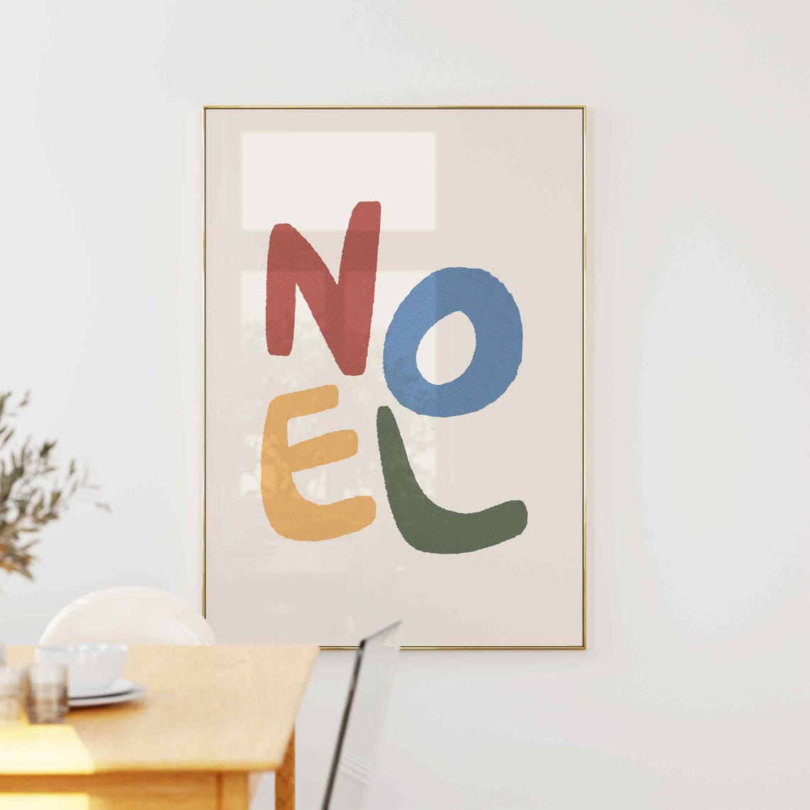 Noel Colorful Block Letter Christmas Typography Holiday Wall Poster - Image 5