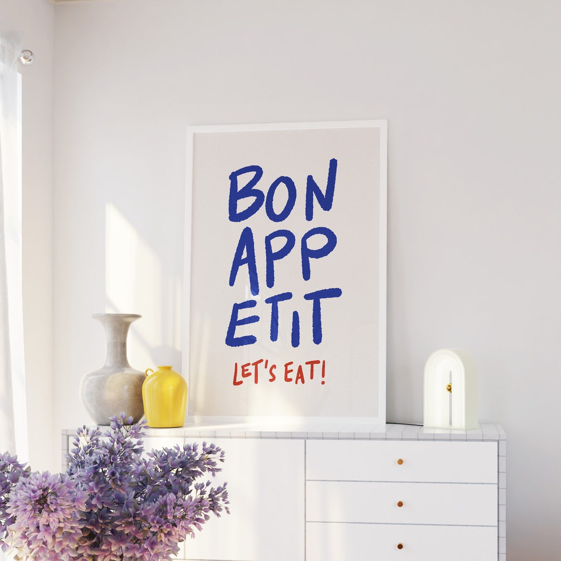 Bon Appetit Lets Eat Bold Hand Painted French Kitchen Poster - Image 5