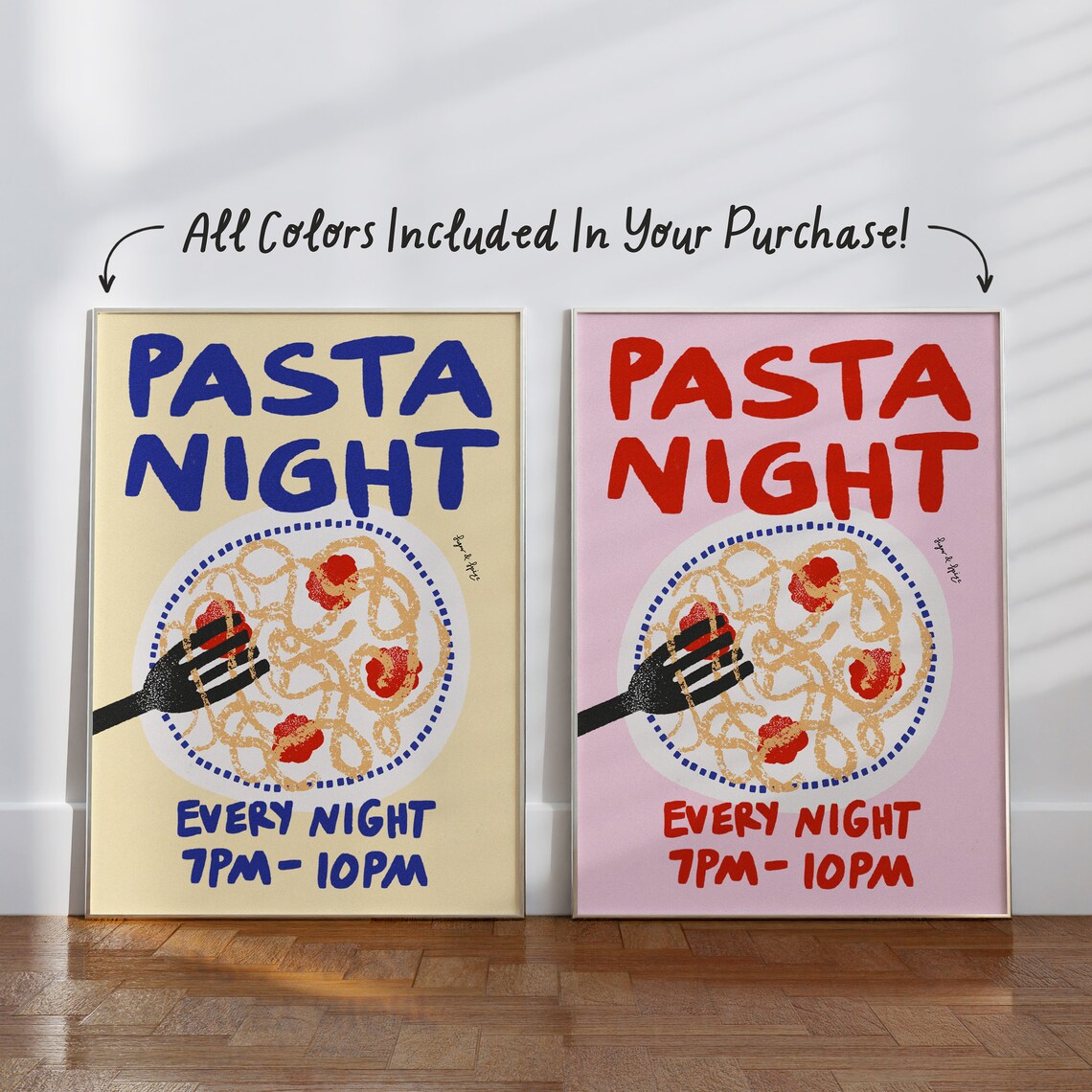 Pasta Night Preppy Pasta Lover Art Print - Image 2