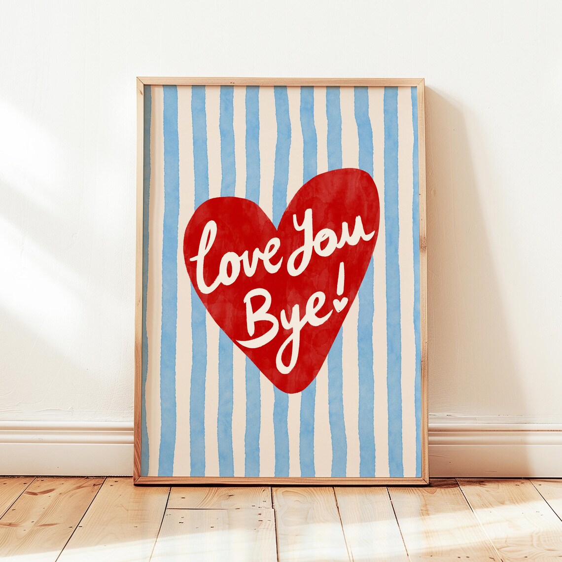 Love You Bye Retro Heart Stripes Art Print