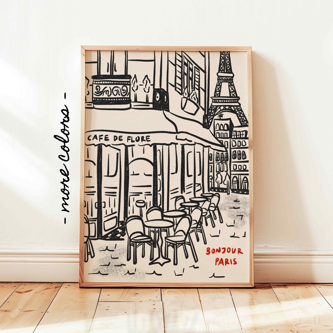 Paris City Print, Retro French Cafe Travel Poster