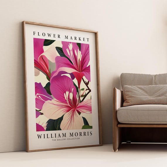 Vibrant Floral Wall Art For Living Room Large Flower Print Bold Colorful Flower Pink Floral Print For Bathroom Elegant Design Print