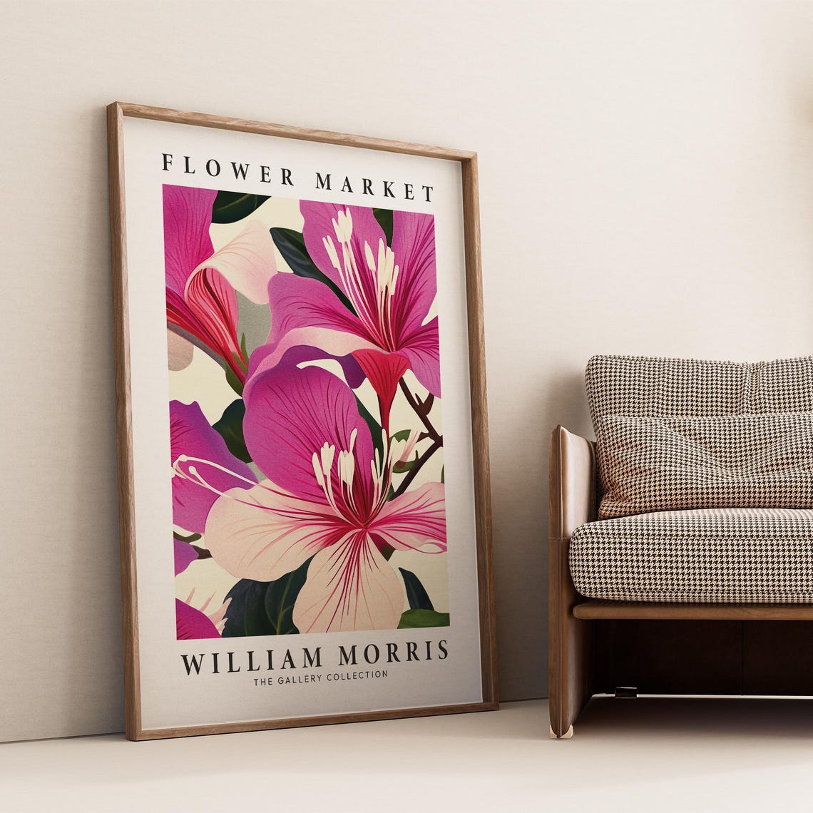 William Morris Flower Market Magenta Orchid Blossom Botanical Poster