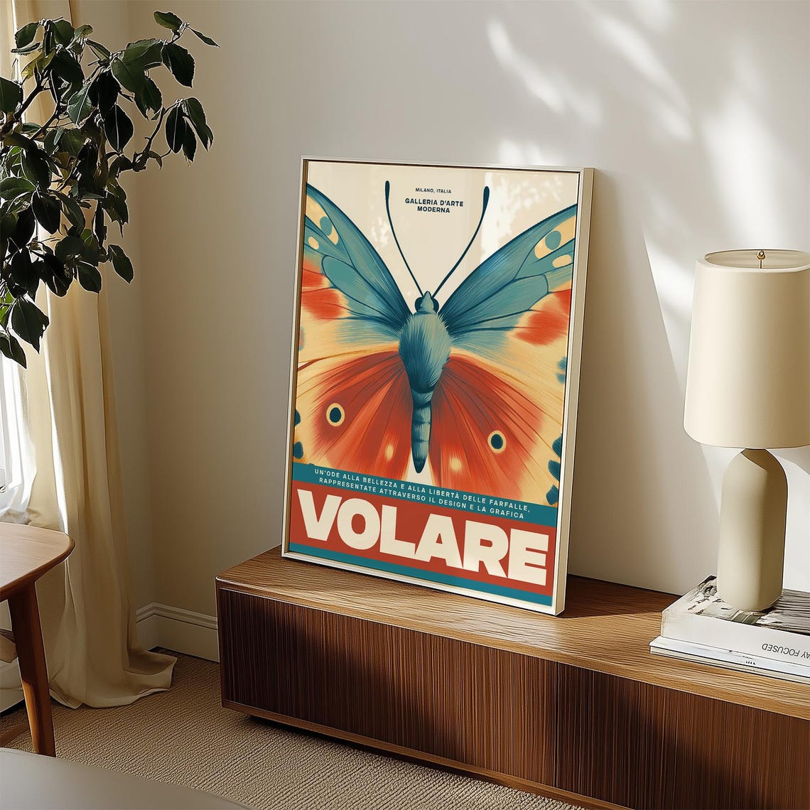 Volare Butterfly Italian Exhibition Retro Style Art Print Milano - Image 2