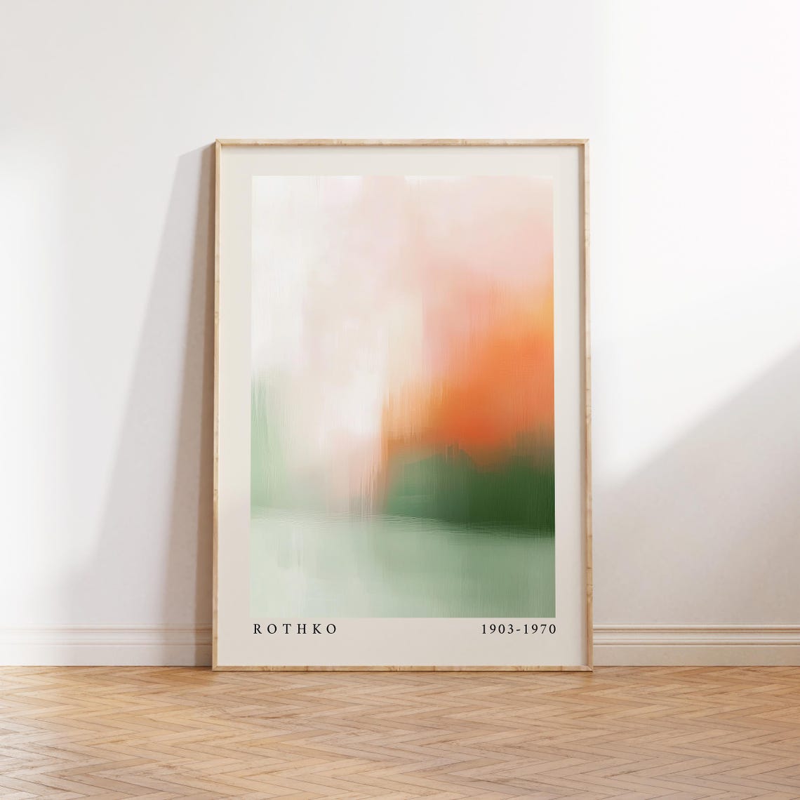 Calming Wall Art Rothko Inspired Abstract Print In Peach Green And Cream Soft Color Field Poster For Modern Home Decor