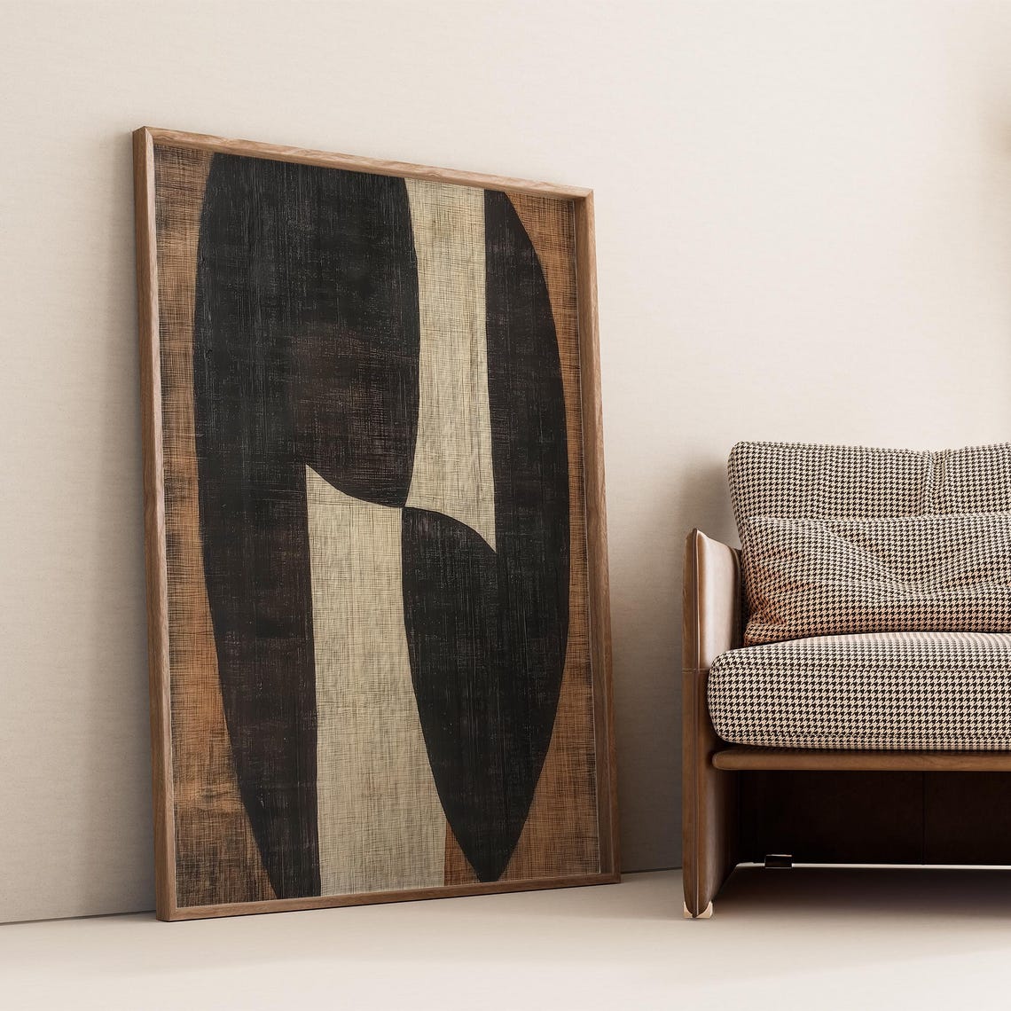 Organic Black Beige Abstract Shapes Textured Earth Art Poster - Image 4