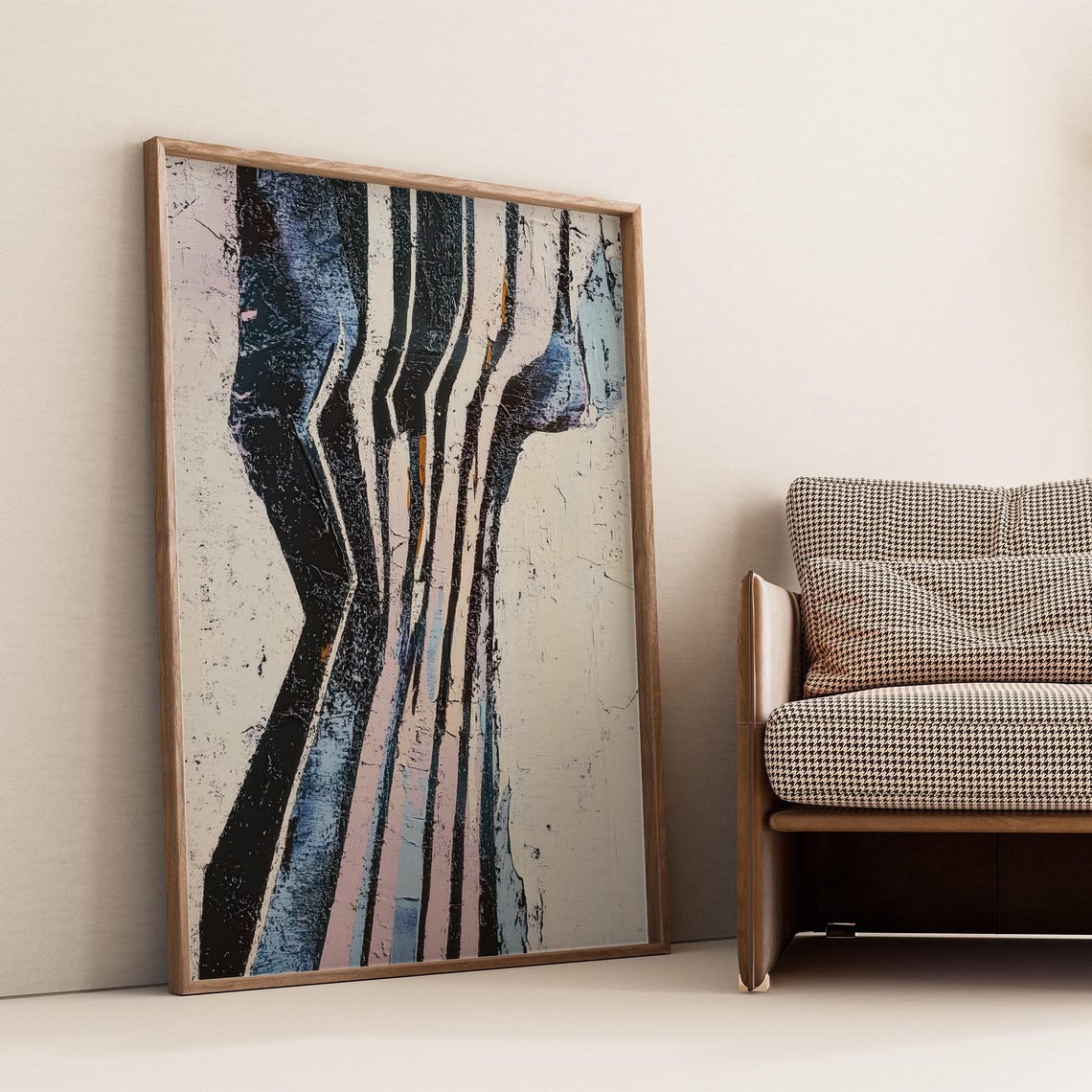 Strata Lines Black White Wavy Stripes Textured Modern Poster - Image 4