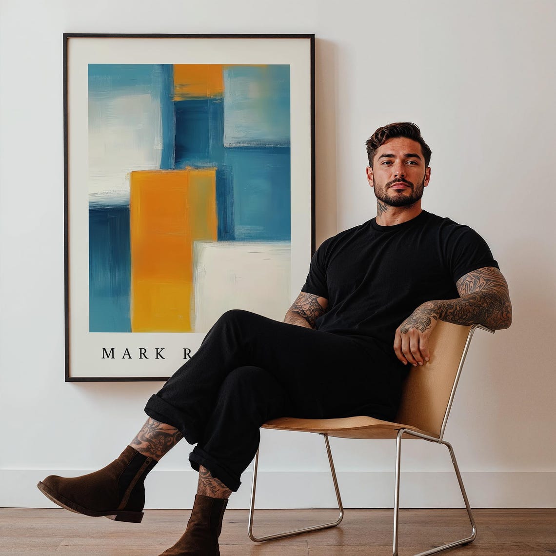 Mark Rothko Blue Orange White Modern Abstract Blocks Style Print - Image 4