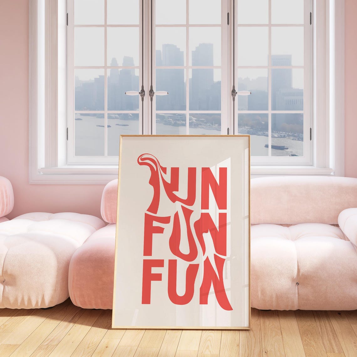 Fun Fun Fun Red Wavy Bubble Lettering Playful Typography Poster - Image 4