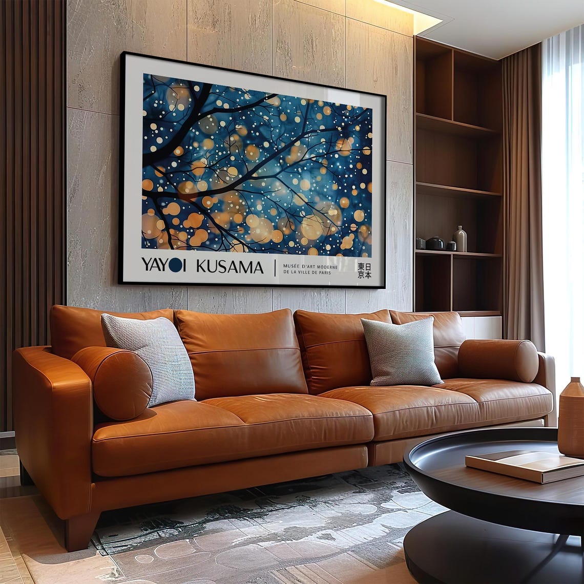 Yayoi Kusama Midnight Blue Branches Glowing Dots Nature Style Poster - Image 4