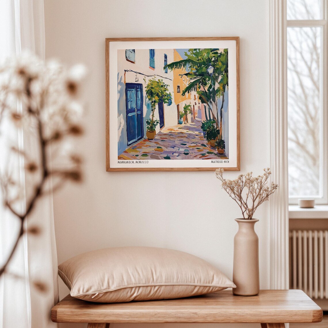 Marrakech Morocco Blue Door Alleyway With Palms Matisse Poster - Image 3
