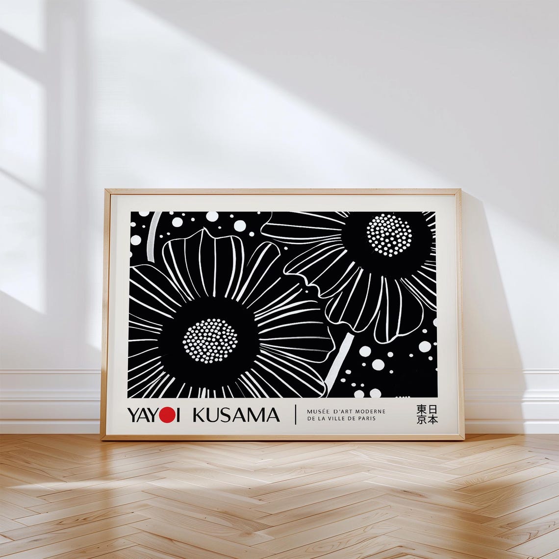 Yayoi Kusama Black White Floral Dot Art Monochrome Botanical Poster