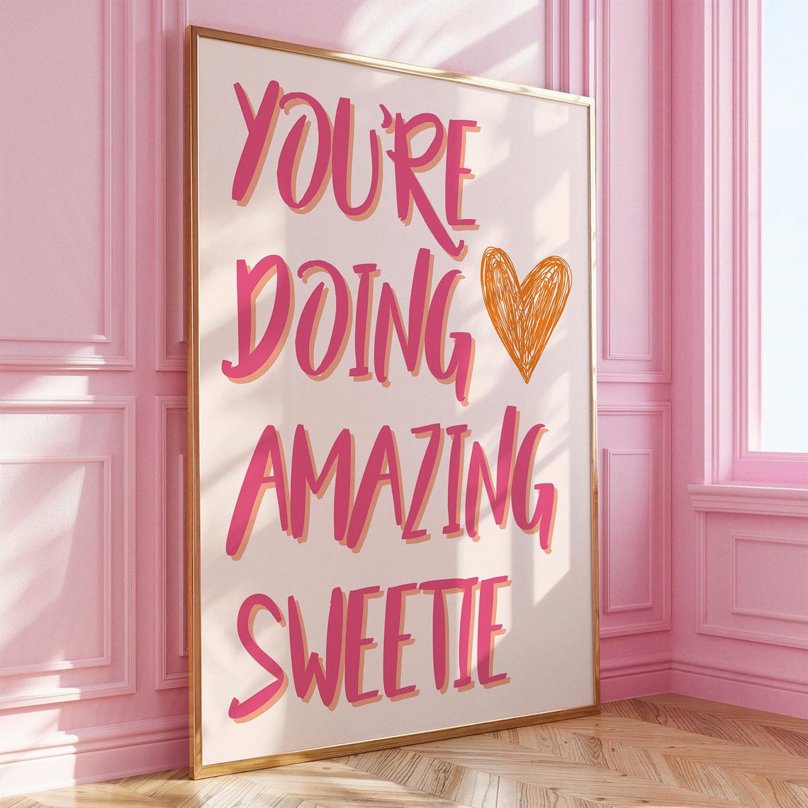Youre Doing Amazing Sweetie Wall Art Motivational Quote Print Cute Positive Decor For Teen Girl Bedroom Fun Room Poster Encouragement Gift