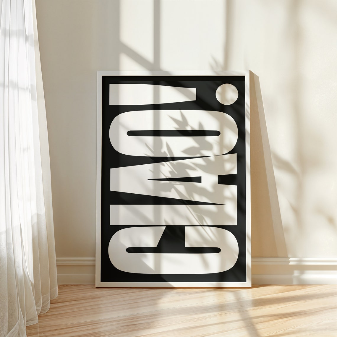Ciao Italian Greeting Bold Black And White Typography Wall Art