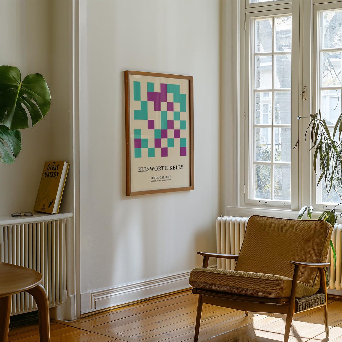 Ellsworth Kelly Teal Purple Grid Modern Abstract Pattern Poster - Image 2