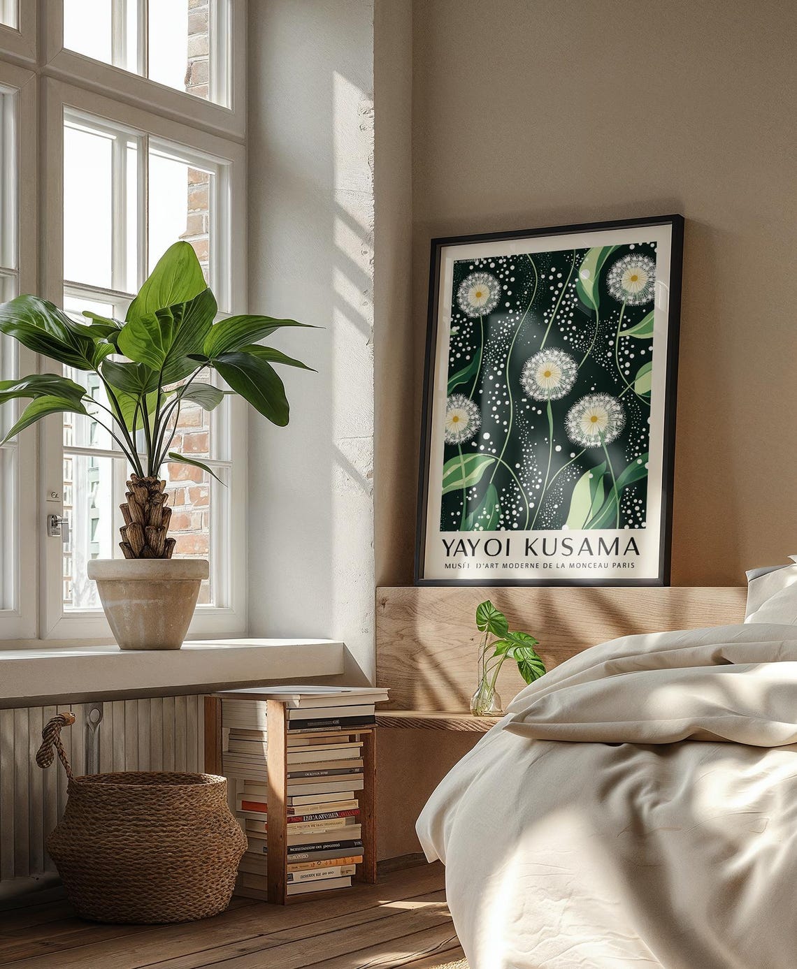 Yayoi Kusama Dandelion Deep Green Botanical Dotted Exhibition Print - Image 2