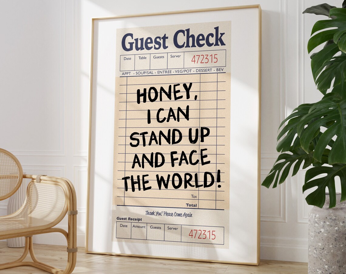 Guest Check Funny Motivational Receipt Kitchen Diner Quote Poster