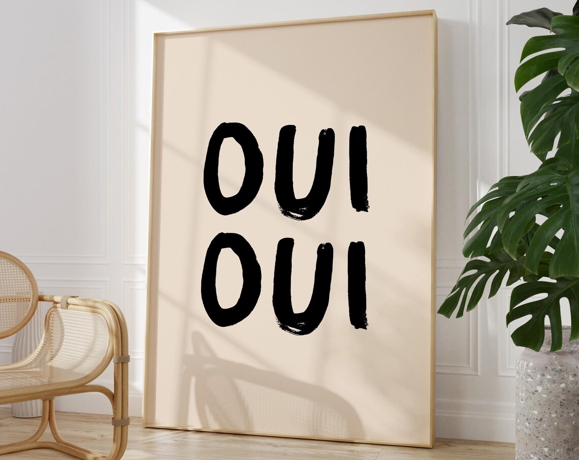 Oui Print Bathroom Art, French Maximalist Art Print