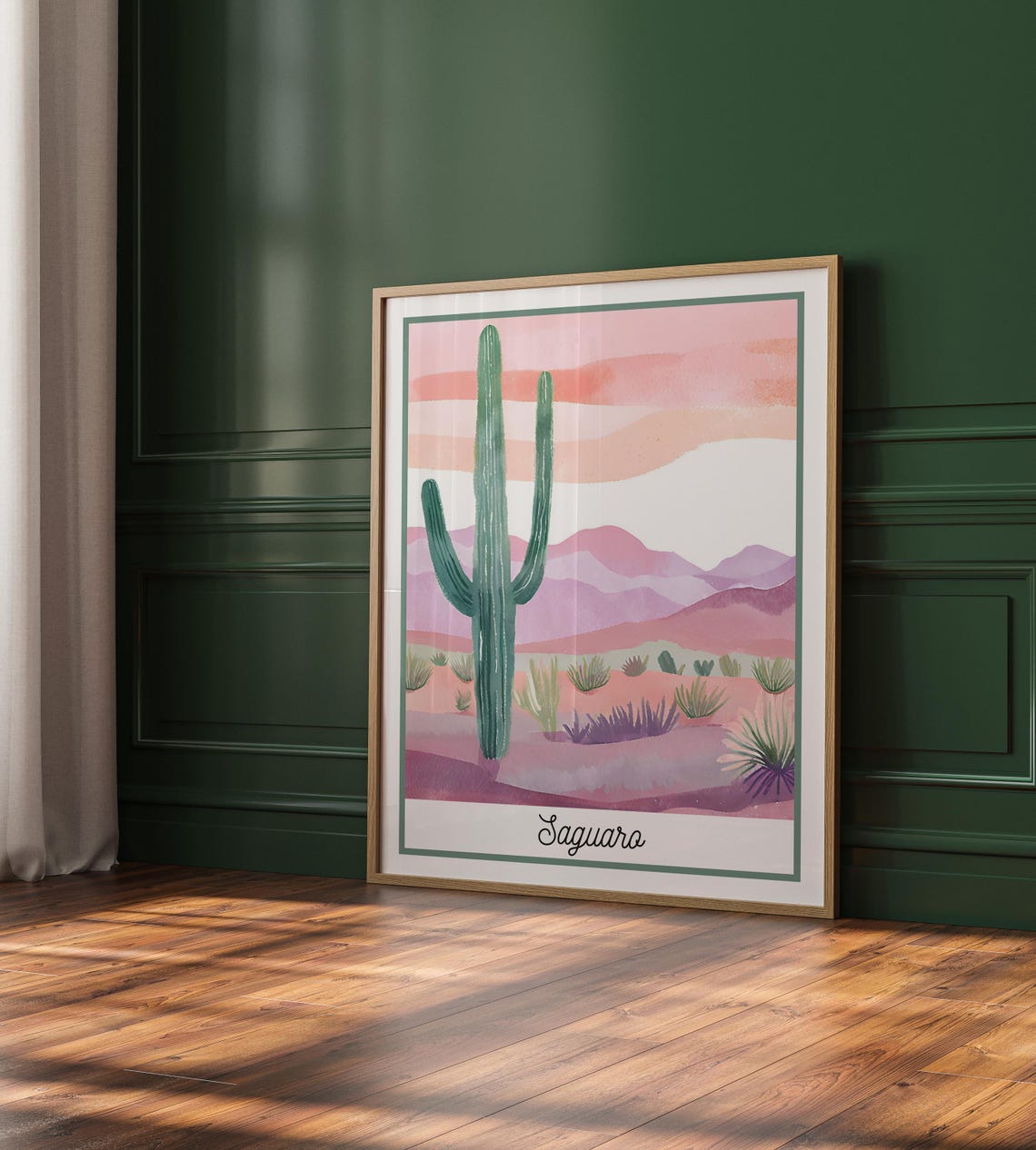 Saguaro National Park Desert Cactus Sunset Watercolor Poster
