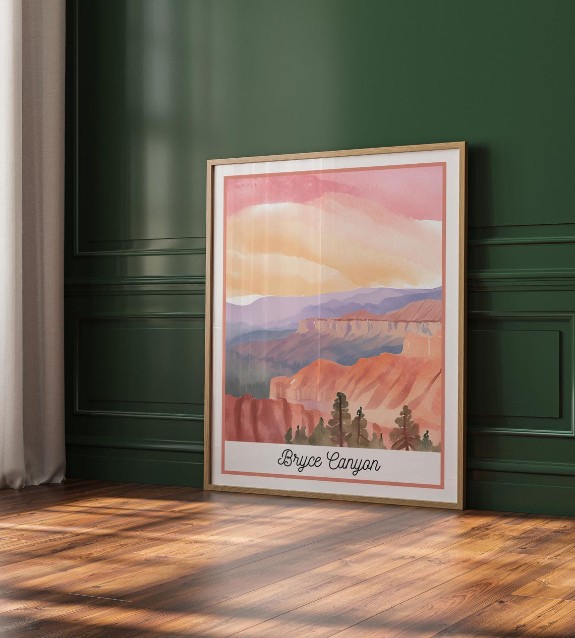 Bryce Canyon National Park Utah Pink Hoodoos Sunrise Watercolor Poster