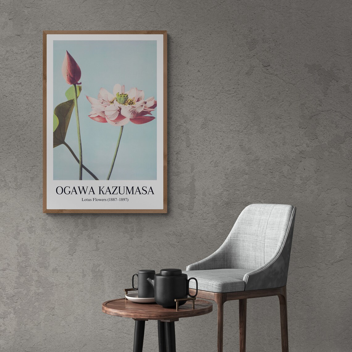 Ogawa Kazumasa Lotus Flowers Vintage Japanese Pale Photo Poster - Image 2