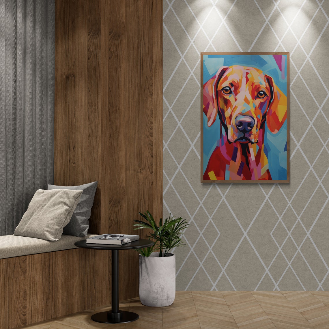 Fiery Vizsla Pop Art Portrait Warm Red Orange Dog Art Poster - Image 2