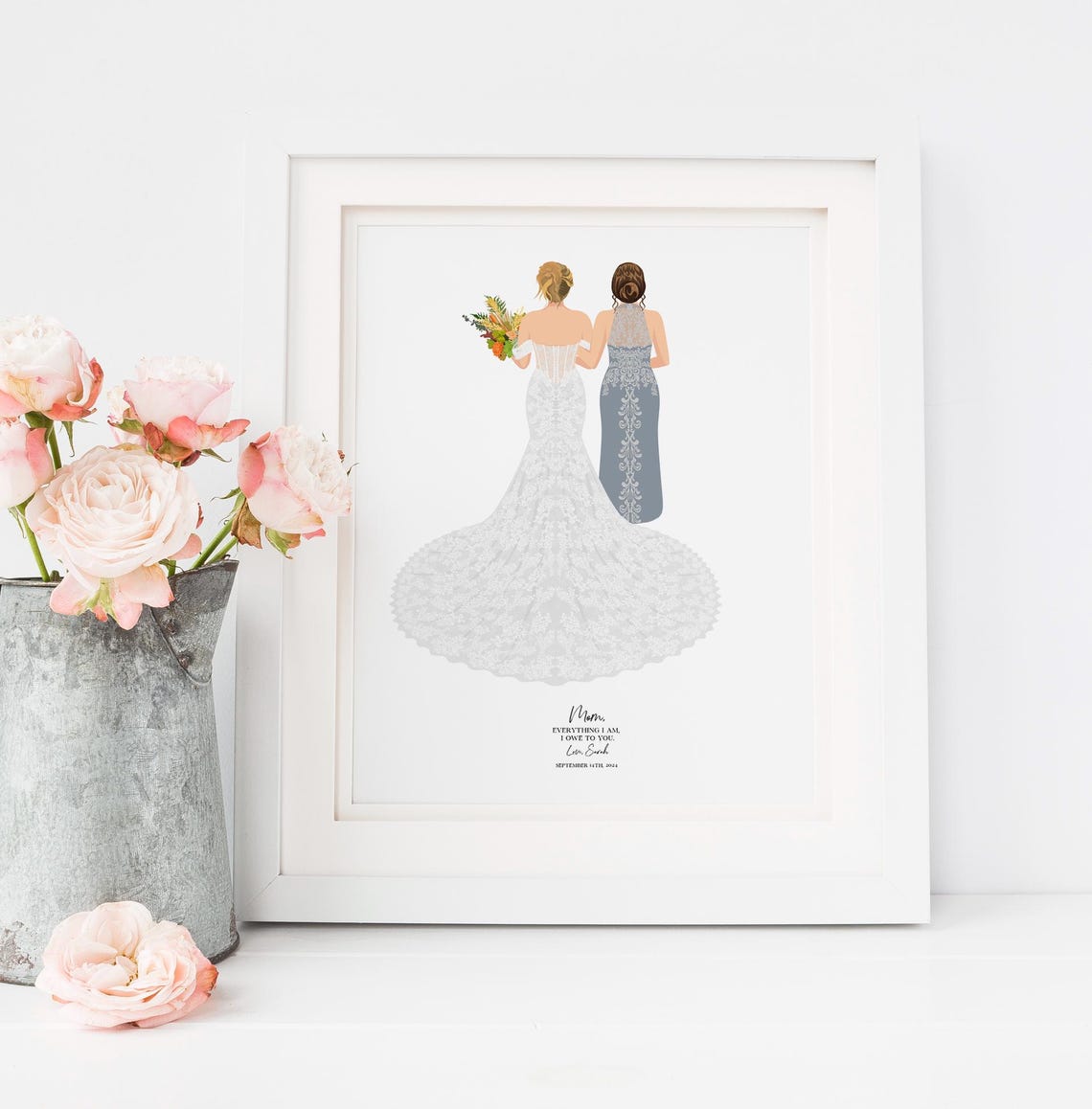 Always Your Girl Bride With Mom Pink Gown Wedding Portrait Poster - Image 5