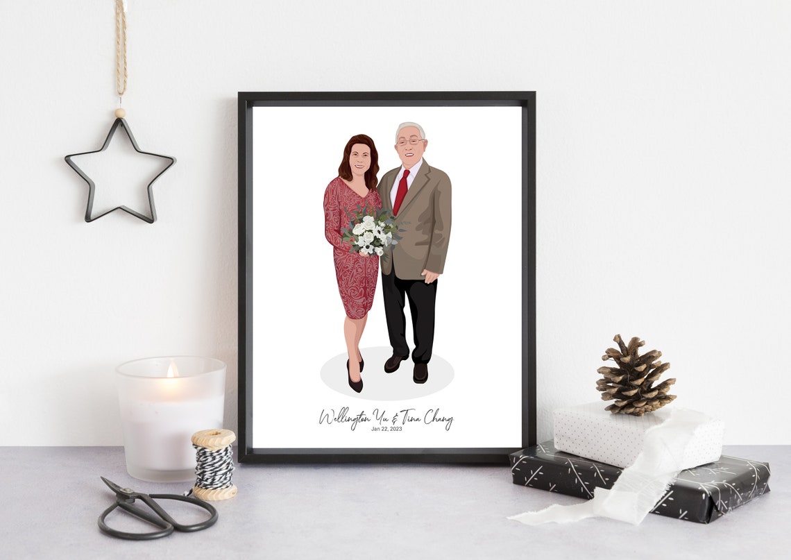 Anniversary Couple Portrait Custom Cartoon Illustration Poster - Image 5