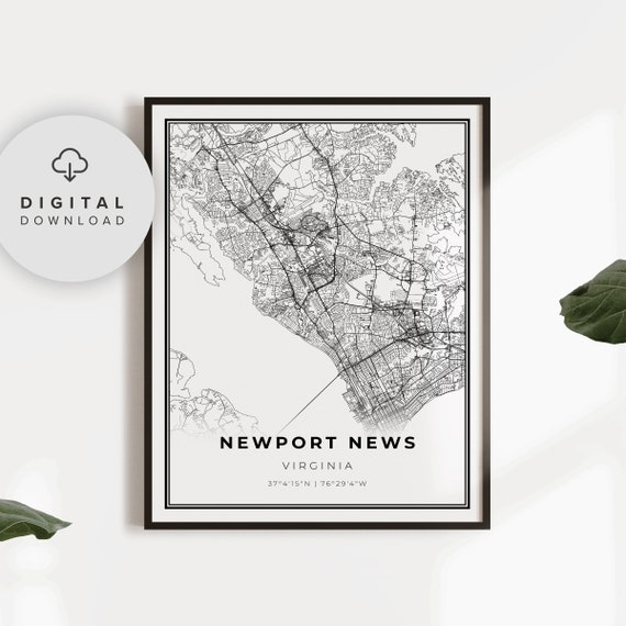 Newport News Map Print Virginia Va Usa Art Poster City Street Road Np239