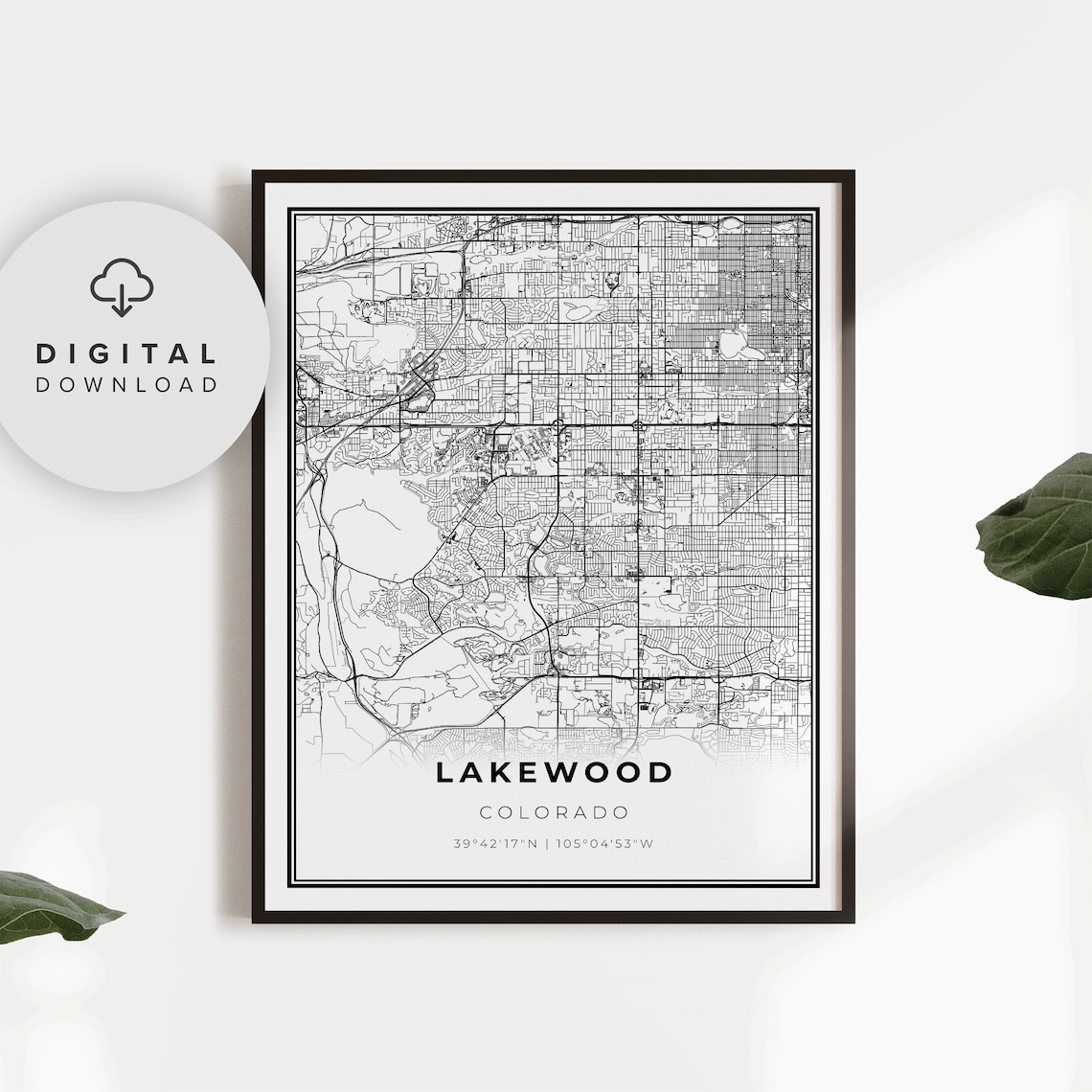 Lakewood Colorado Map Minimalist Street Line Art Wall Poster