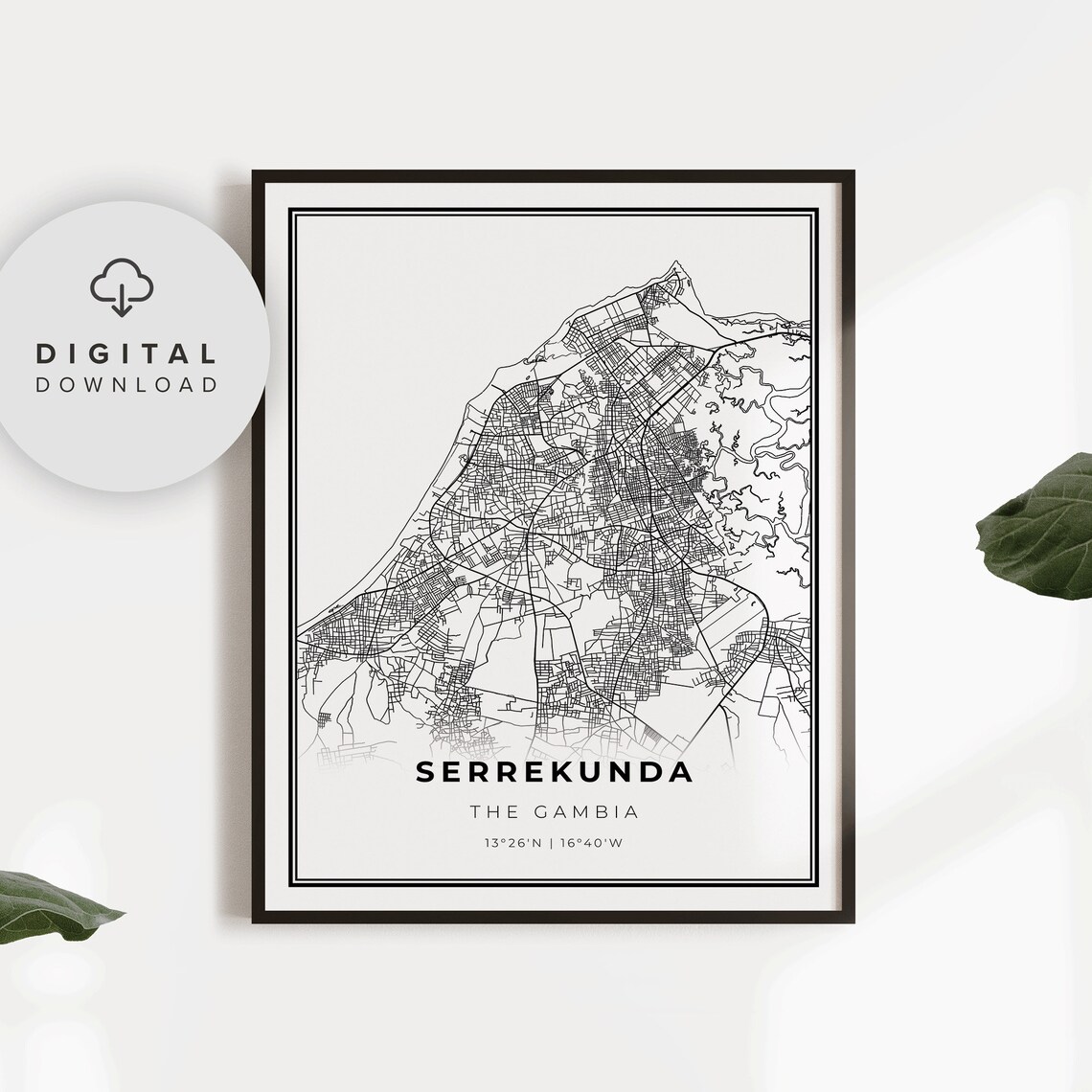 Serrekunda The Gambia City Street Map Modern Minimalist Art Poster