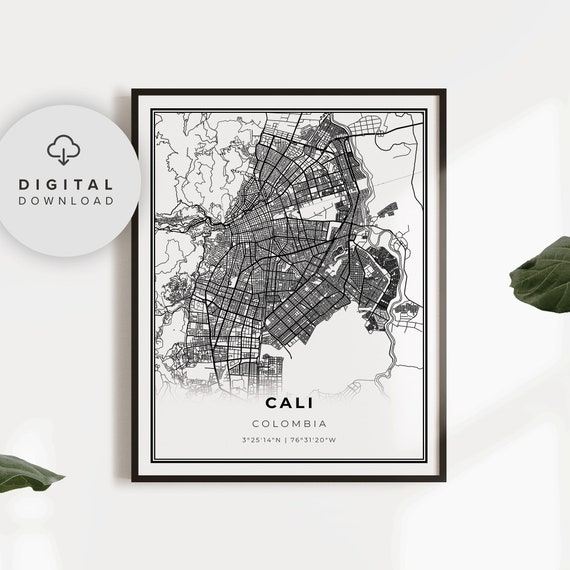 Cali Map Print Colombia Art Poster City Street Road Wall Gift Office Np696