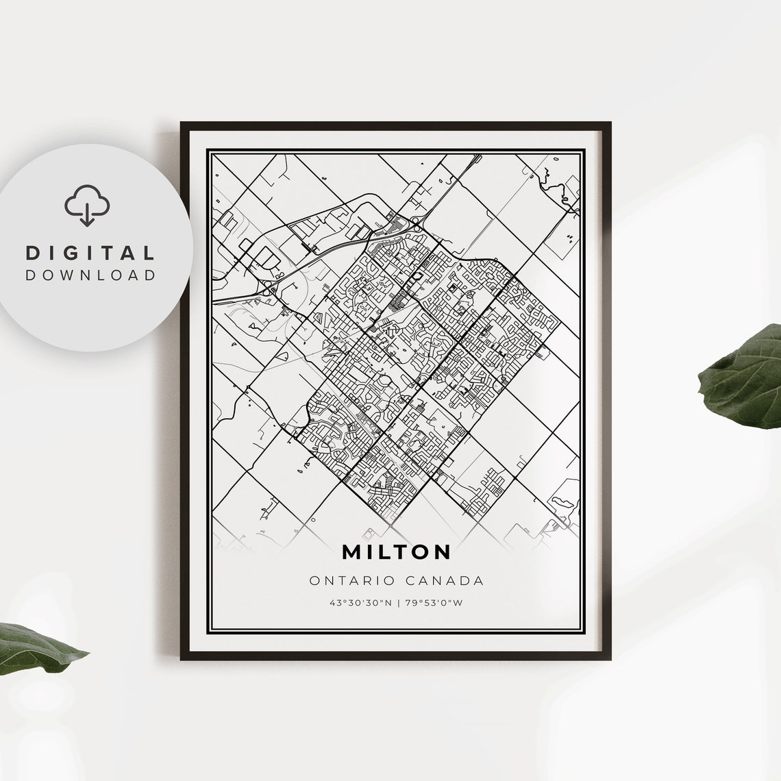 Milton Map Print Ontario On Canada Art Poster City Street Road Prints Np929