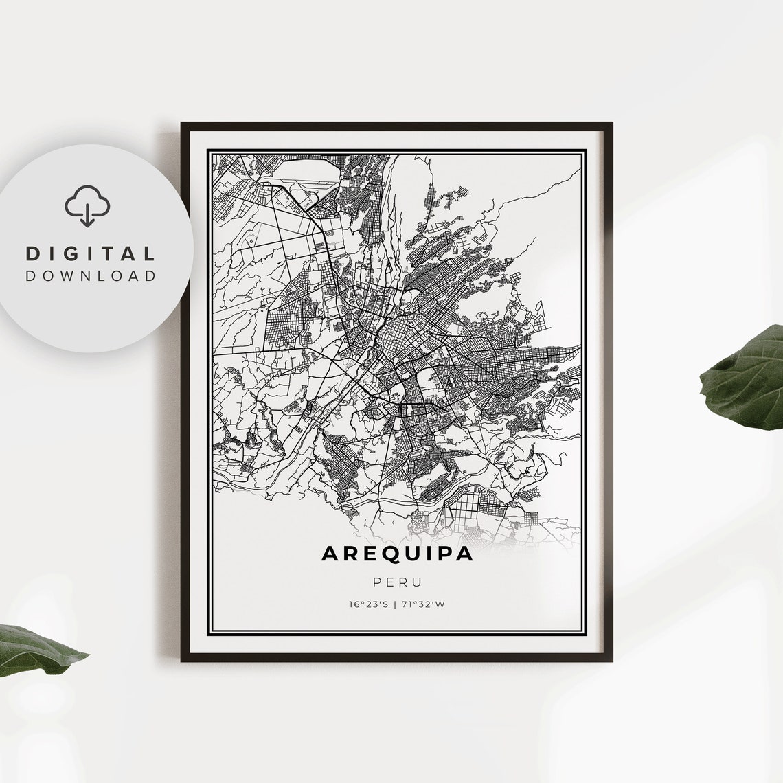 Arequipa Map Print Peru Art Poster City Street Road Gift To Husband Np704