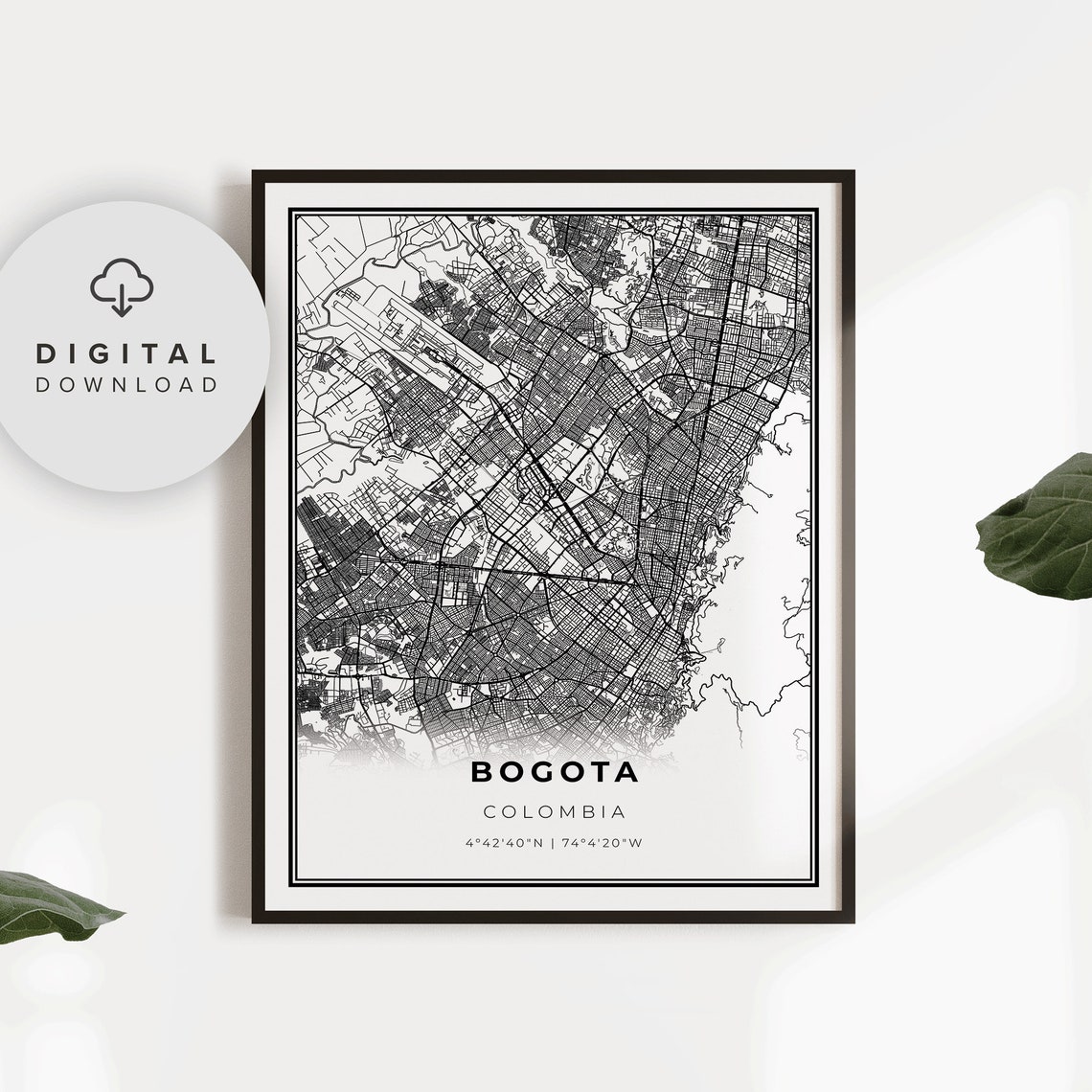 Bogota Map Print Colombia Art Poster City Street Road Office Np688