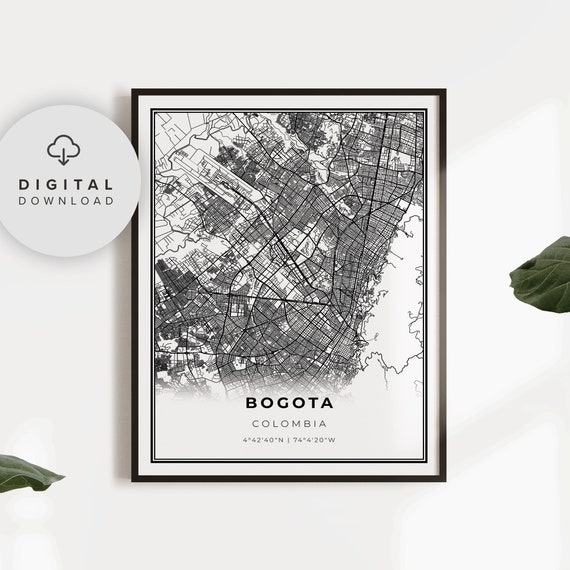 Bogota Map Print Colombia Art Poster City Street Road Office Np688