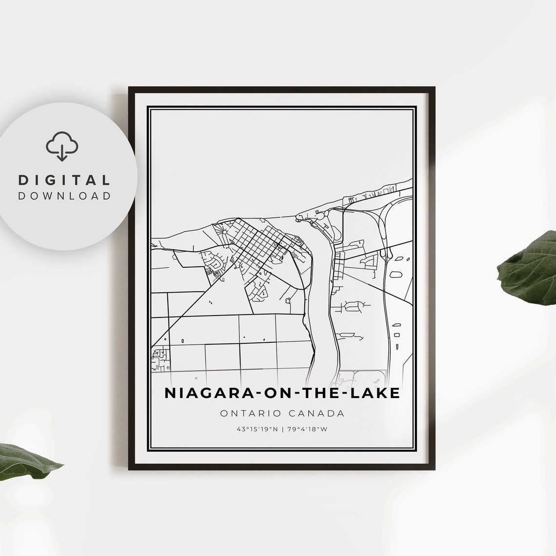 Niagaraonthelake Map Print Ontario On Canada City Street Road Gift For Dad Np587