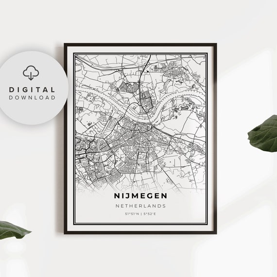 Nijmegen Map Print Netherlands Art Poster Nimwegen Nimeguen City Street Road Np738