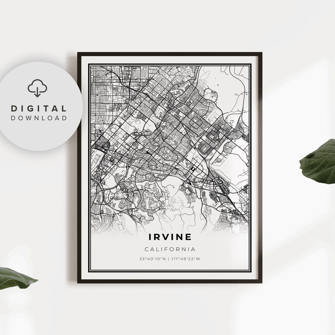 Irvine Map Print Ca Usa Art Poster City Street Road Gift Doctor Np339