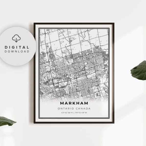Markham Map Print Toronto Ontario On Canada Art Poster City Street Road Np687