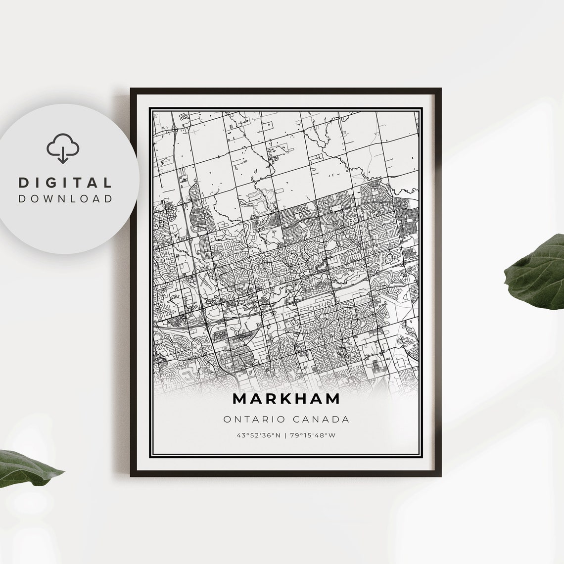 Markham Map Print Toronto Ontario On Canada Art Poster City Street Road Np687