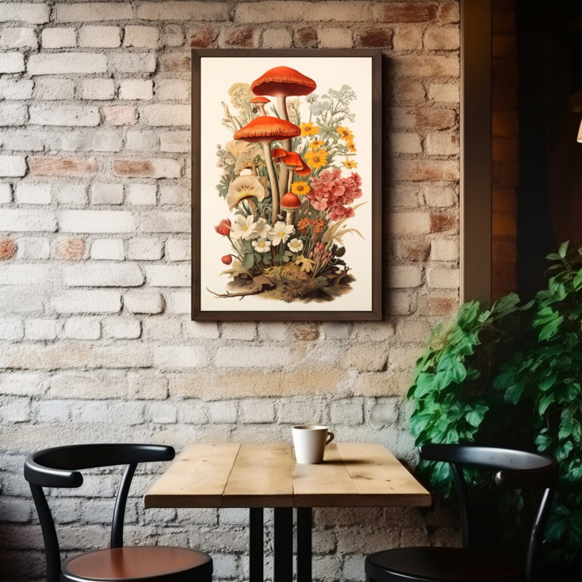 Mushroom Lithograph, Vintage Autumn Botanical Art Print - Image 3