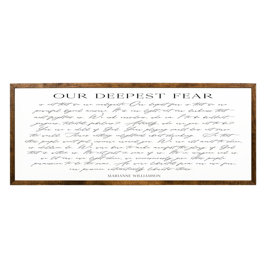 Our Deepest Fear Marianne Williamson Inspirational Office Quote Poster - Image 2