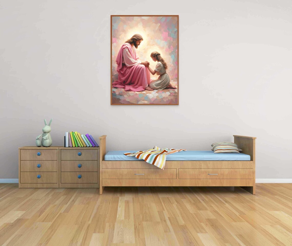 He Forgives Christian Art Jesus With Girl Jesus Wall Art Lds Art Bible Art Jesus With Children Modern Christian Art Jesus Prints - Image 7
