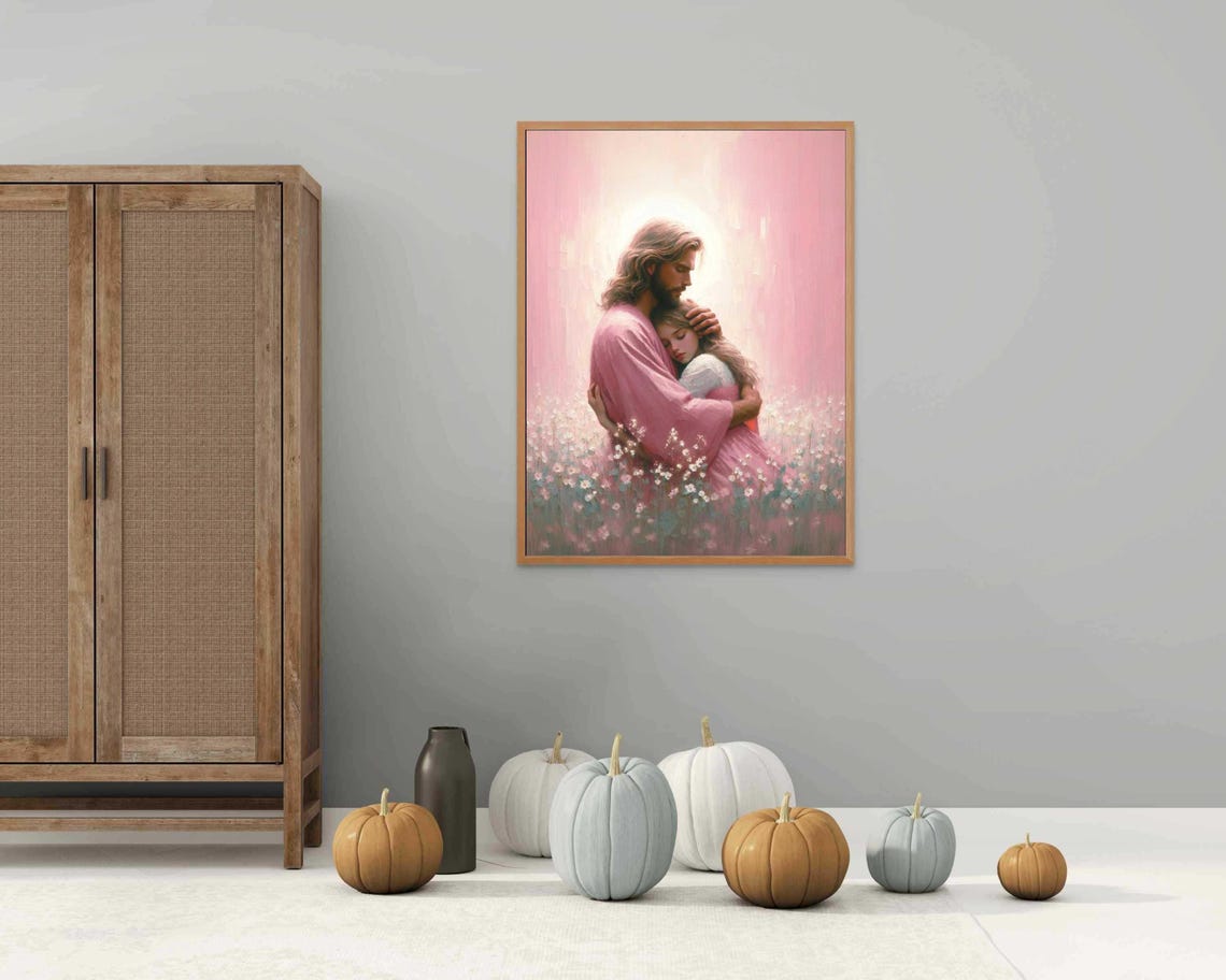 Her Savior Christian Art Jesus With Girl Picture Of Jesus Lds Painting Bible Art Jesus With Children Picture Of Christ Jesus Prints - Image 4