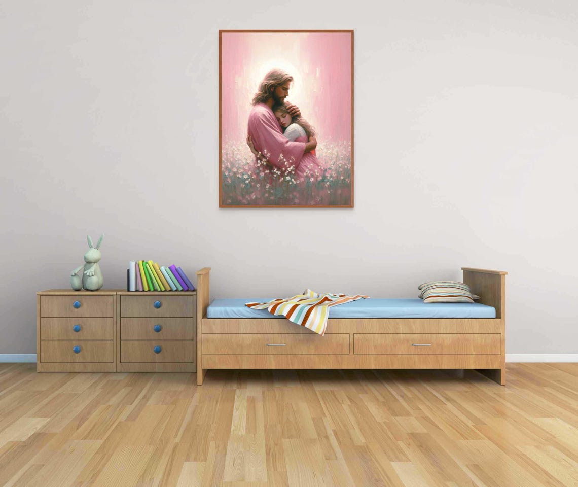 Her Savior Christian Art Jesus With Girl Picture Of Jesus Lds Painting Bible Art Jesus With Children Picture Of Christ Jesus Prints - Image 7